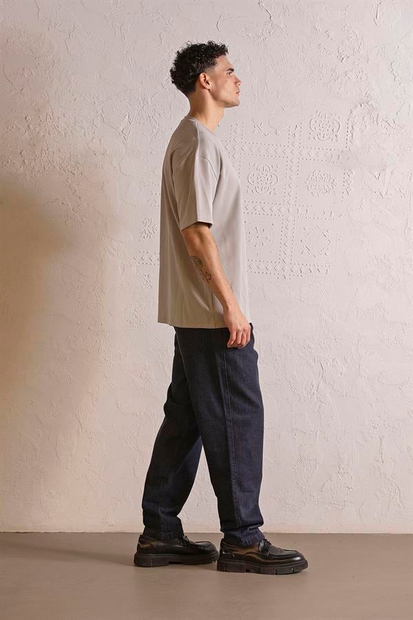 GMG Firenze-Bisiklet Yaka Invisible Baskılı Oversize Erkek T Shirt-KISA KOL-6-roqelvaxirum.shop