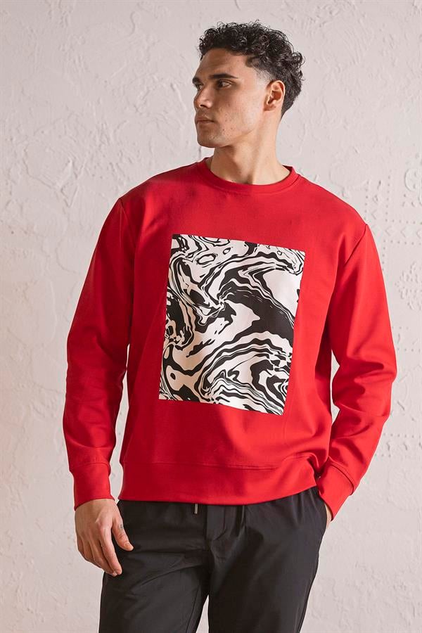GMG Firenze-Bisiklet Yaka Siyah Beyaz Baskılı Erkek Sweatshirt-SWEATSHIRT-4-roqelvaxirum.shop