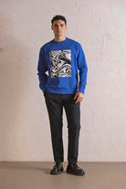 GMG Firenze-Bisiklet Yaka Siyah Beyaz Baskılı Erkek Sweatshirt-SWEATSHIRT-5-roqelvaxirum.shop