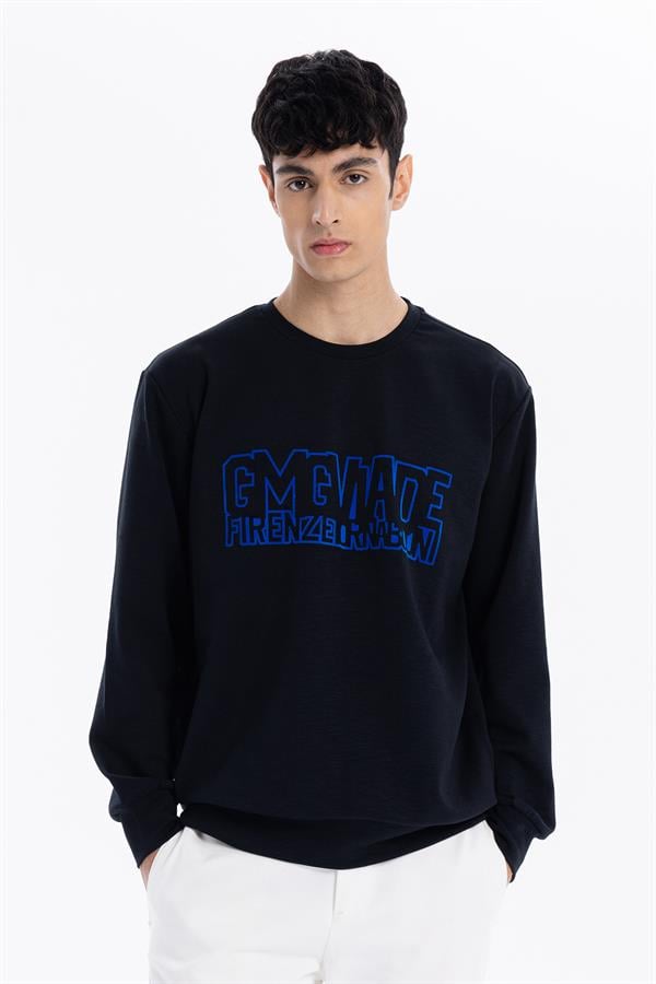 GMG Firenze-Bisiklet Yaka önü Gmg Baskılı Erkek Sweatshirt-SWEATSHIRT-1-roqelvaxirum.shop