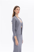 GMG Firenze-Dikiş Detaylı V Yaka Düğmeli Kadın Hırka-HIRKA-2-roqelvaxirum.shop