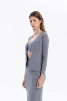 GMG Firenze-Dikiş Detaylı V Yaka Düğmeli Kadın Hırka-HIRKA-3-roqelvaxirum.shop