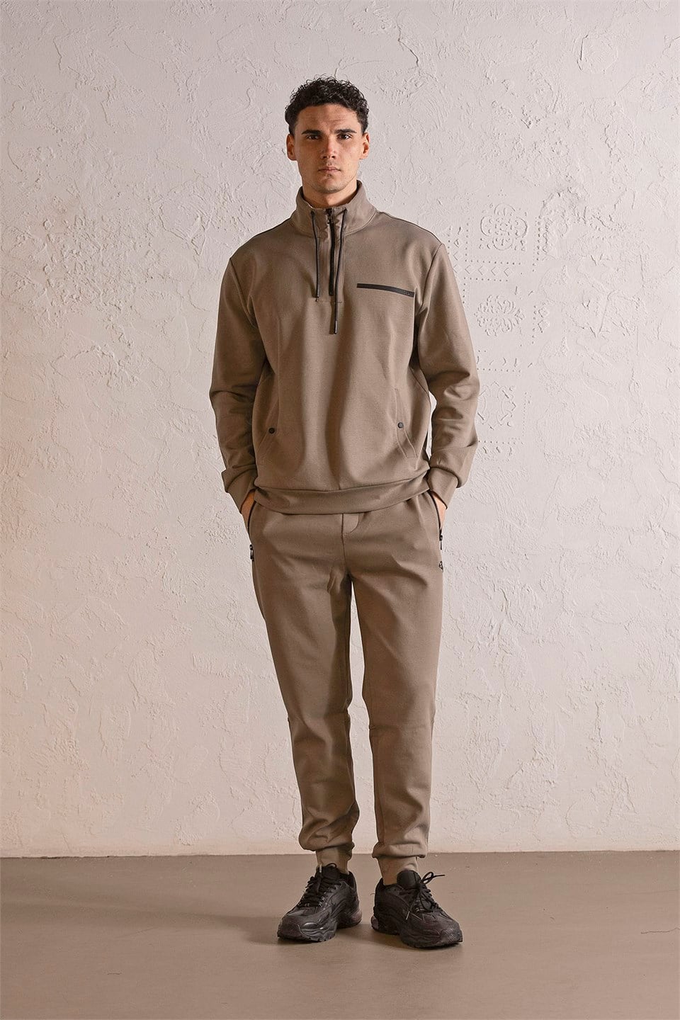GMG Firenze-Dik Yaka Fermuar Ve Çıtçıt Detaylı Erkek Sweatshirt-Sweatshirts & Hoodies-1-roqelvaxirum.shop