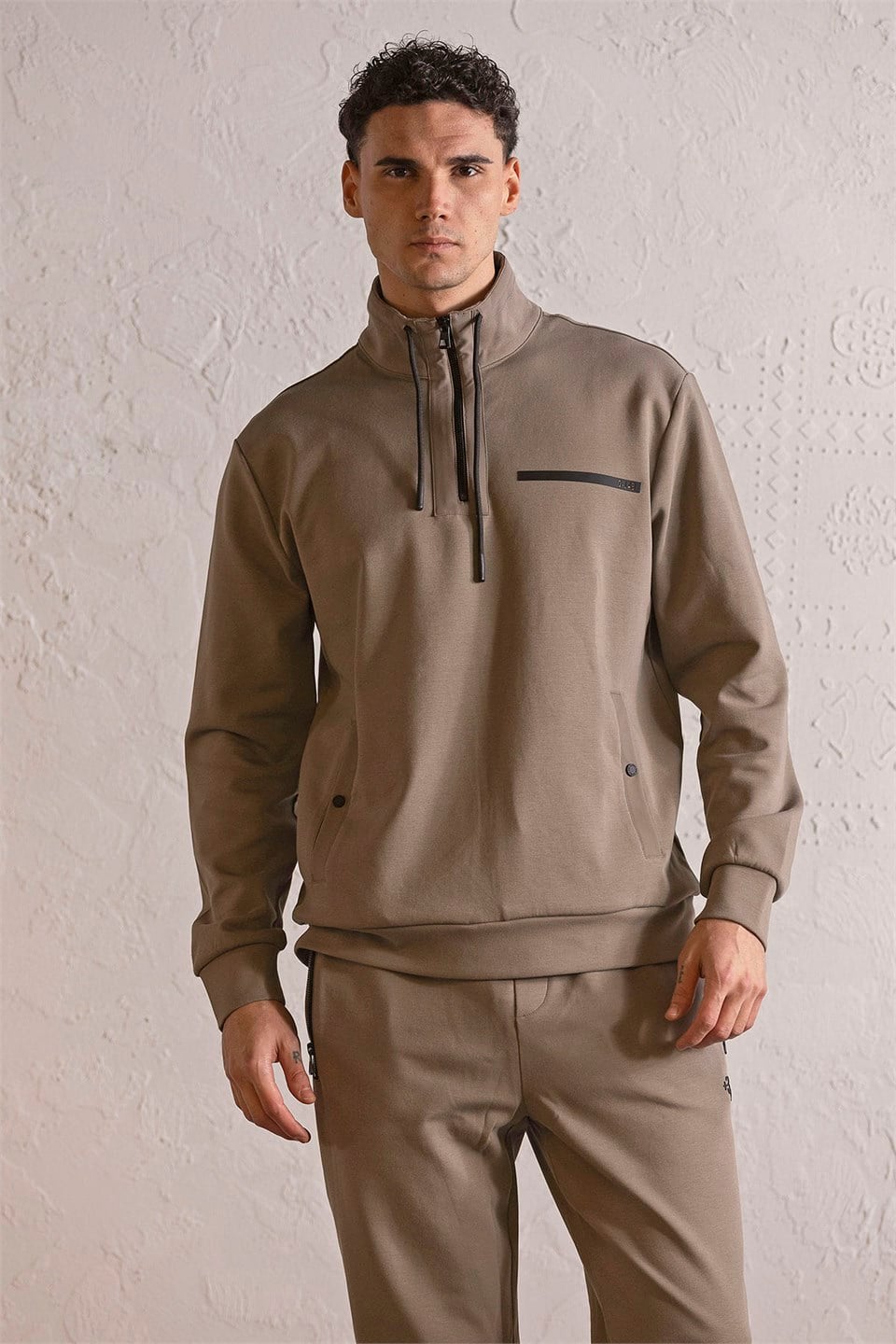 GMG Firenze-Dik Yaka Fermuar Ve Çıtçıt Detaylı Erkek Sweatshirt-Sweatshirts & Hoodies-4-roqelvaxirum.shop
