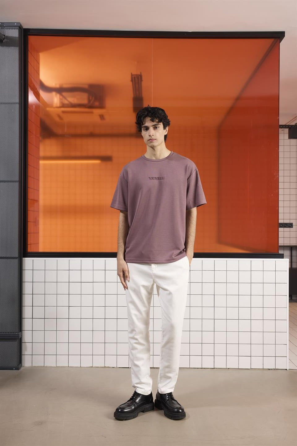 Kabartma Baskılı Modal Erkek T-Shirt