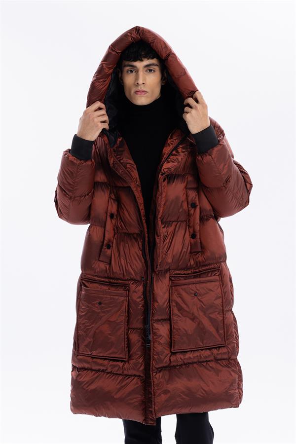GMG Firenze-Kapüşonlu Uzun Casual Erkek Kaban-MONT-2-roqelvaxirum.shop