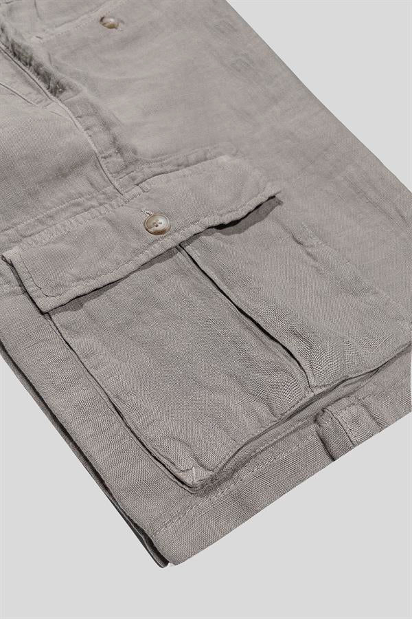 GMG Firenze-Kargo Model %100 Keten Erkek şort-Şort-5-roqelvaxirum.shop