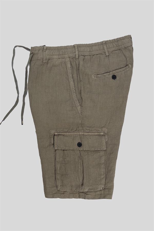 GMG Firenze-Kargo Model %100 Keten Erkek şort-Şort-9-roqelvaxirum.shop