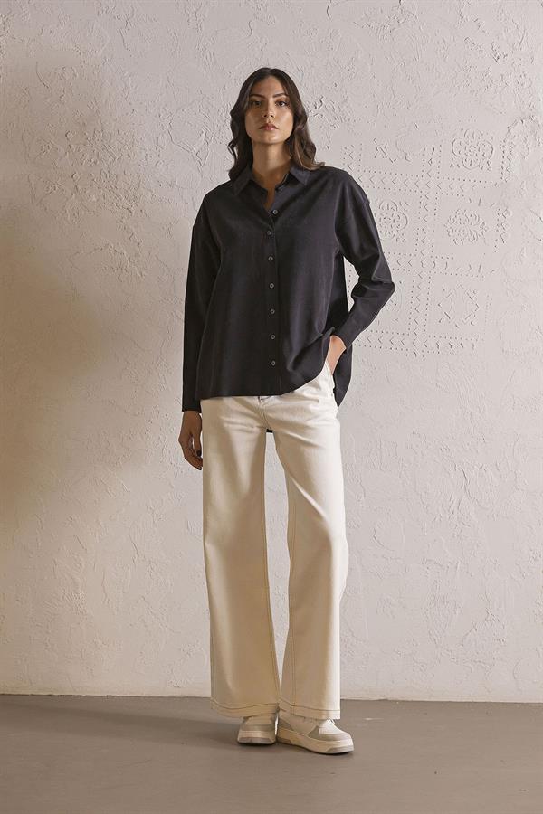 GMG Firenze-Regular Fit Siyah Kadın Gömlek-GÖMLEK-2-roqelvaxirum.shop