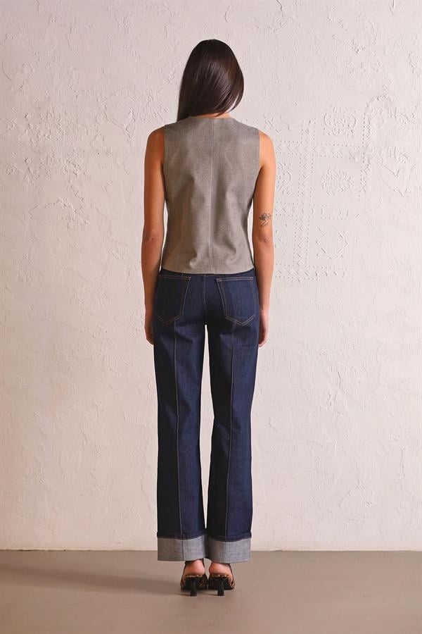 GMG Firenze-Straight Fit Dikiş Detaylı Denim Kadın Pantolon-DENİM PANTOLON-3-roqelvaxirum.shop