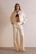 GMG Firenze-Wide Leg Ekru Denim Pantolon-DENİM PANTOLON-6-roqelvaxirum.shop