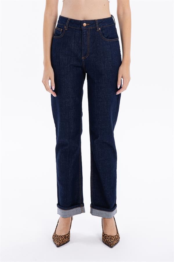 GMG Firenze-Yüksek Bel Straight Fit Denim Kadın Jean Pantolon-DENİM PANTOLON-2-roqelvaxirum.shop
