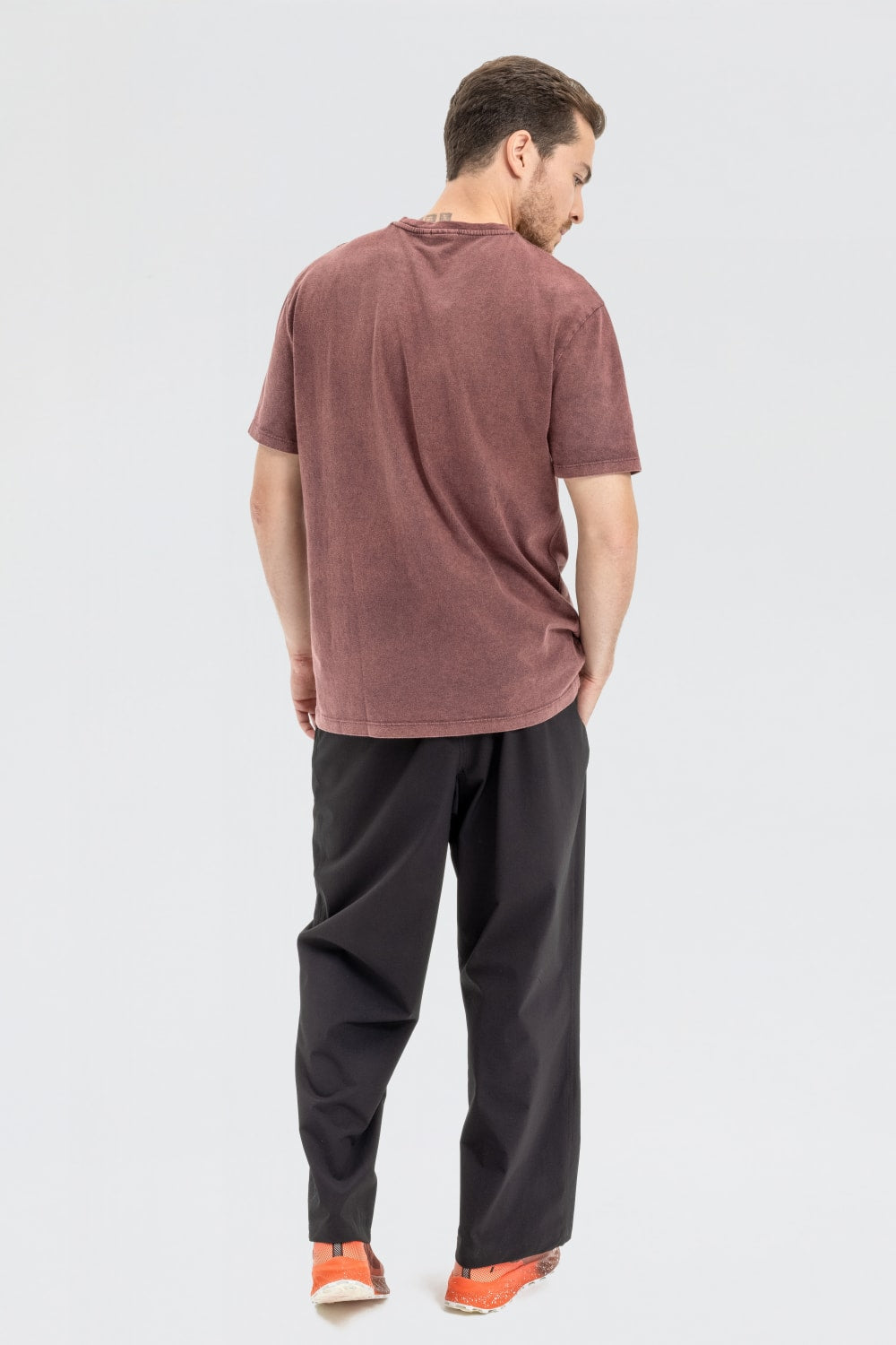 GNP İstanbul-Acid Washed Cut And Sew Burgundy T-shirt-T-Shirts-2-roqelvaxirum.shop