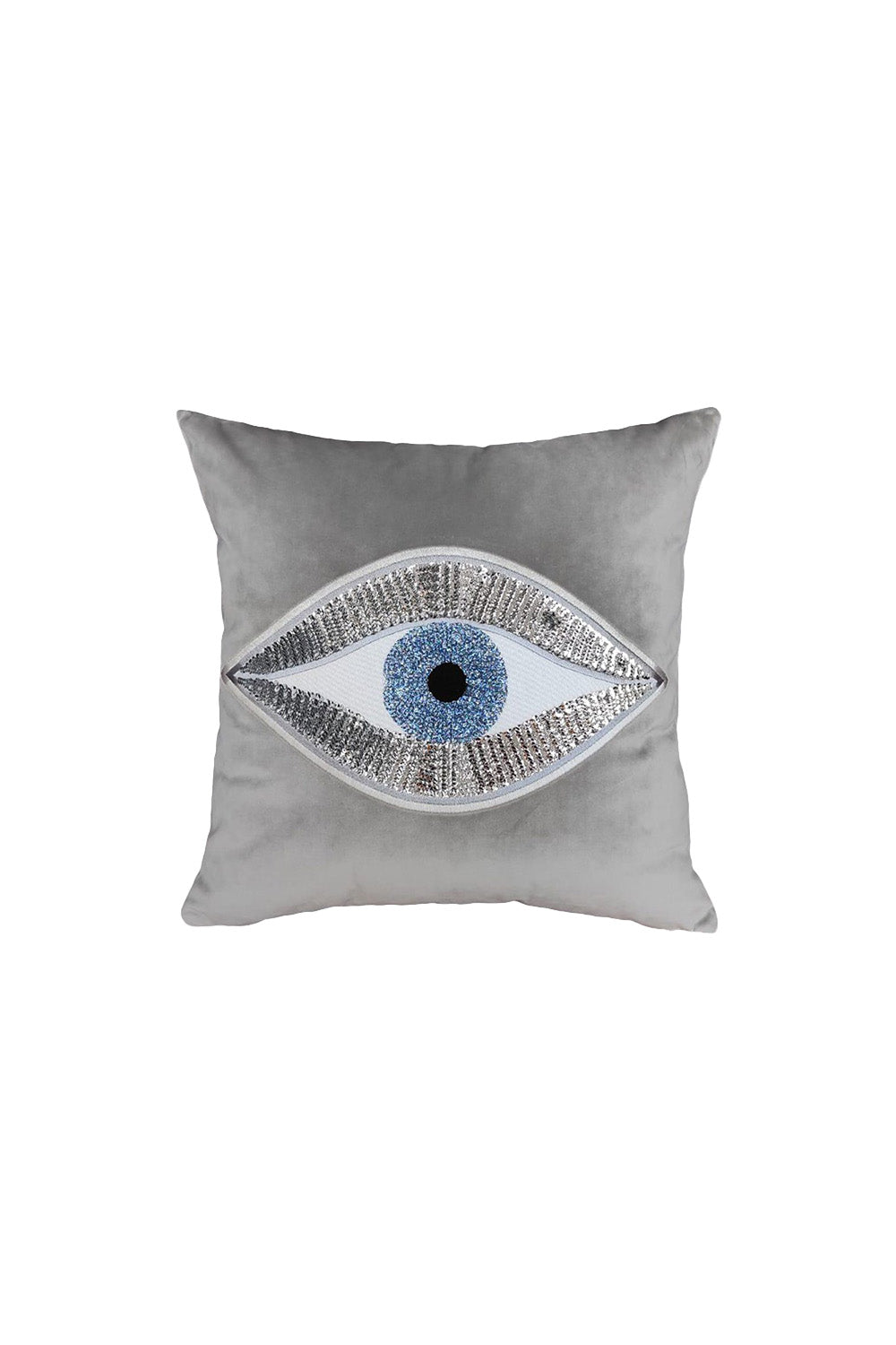 Ge Living-Dekoratif Mat Gri Kadife Gümüş Pullu Göz Desenli Kırlent Kılıfı-Kırlent Kılıfı-1-roqelvaxirum.shop