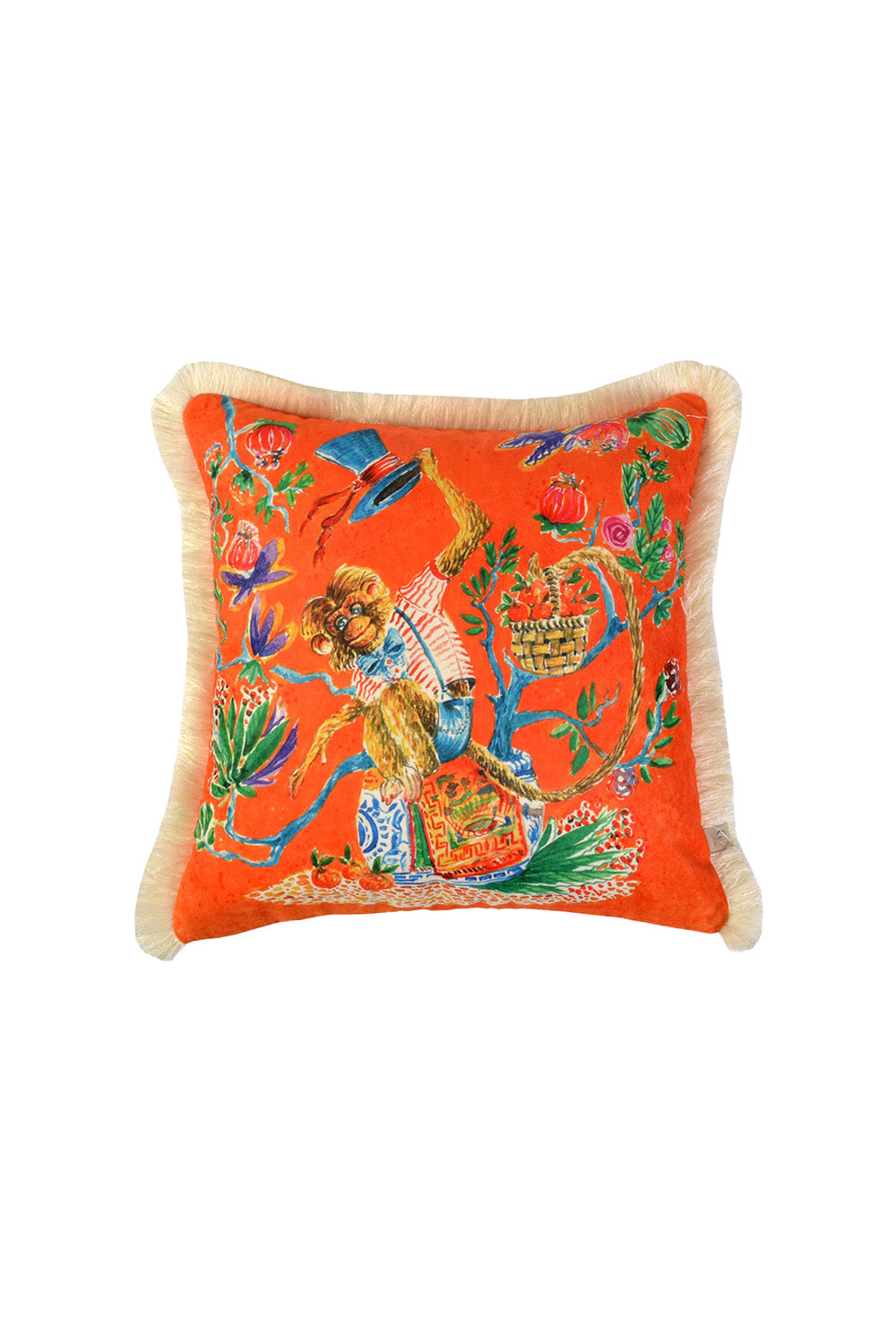 Ge Living-Dekoratif Maymun Desenli Kadife Kırlent Kılıfı ( 45 Cm X 45 Cm )-Kırlent Kılıfı-1-roqelvaxirum.shop