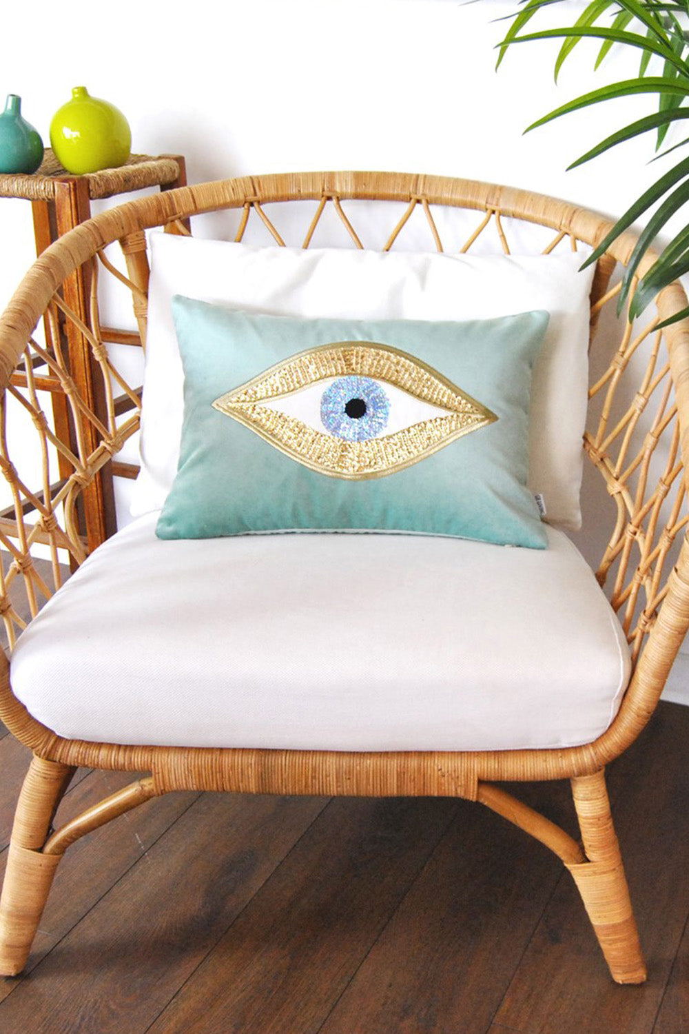 Ge Living-Dekoratif Pullu Göz Desenli Su Yeşili Kadife Kırlent Kılıfı-Kırlent Kılıfı-2-roqelvaxirum.shop