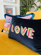 Ge Living-Love Desenli Lacivert Kadife Dekoratif Kırlent Kılıfı 35 X 50-Kırlent Kılıfı-2-roqelvaxirum.shop