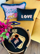 Ge Living-Love Desenli Lacivert Kadife Dekoratif Kırlent Kılıfı 35 X 50-Kırlent Kılıfı-5-roqelvaxirum.shop