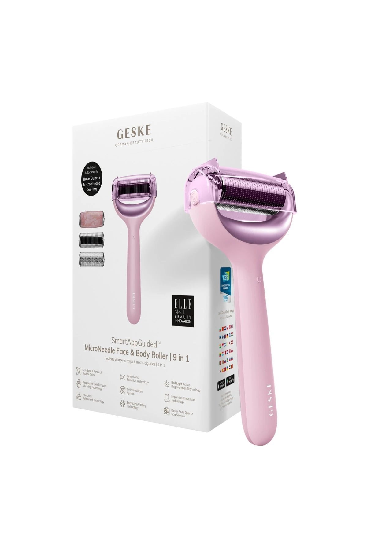 Geske-Mikro İğneli, Buz Başlığı, Pembe Kuvars Başlıklı Dermaroller | Micro Needle Face & Body Roller-Cilt Bakım Aletleri-1-roqelvaxirum.shop