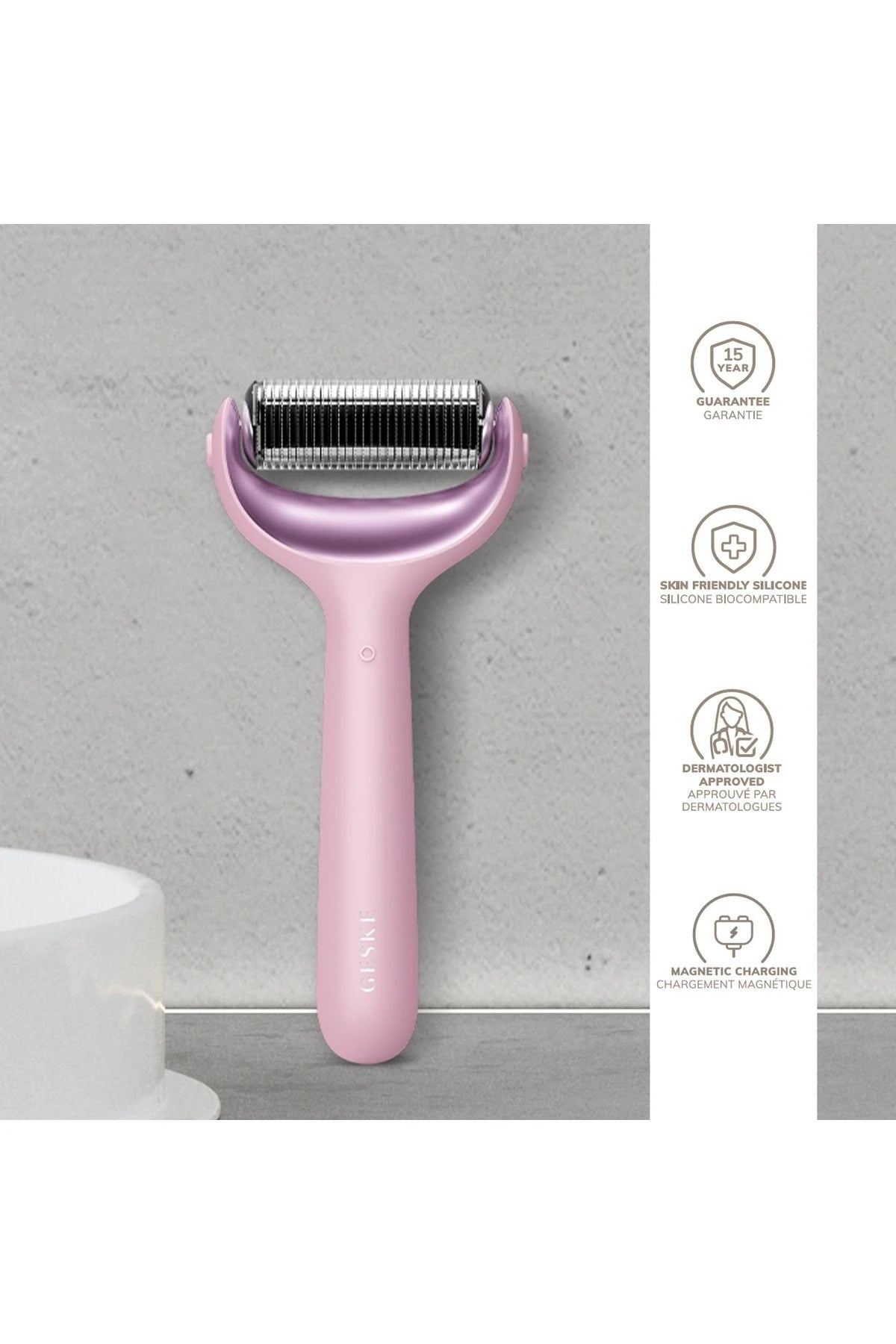 Geske-Mikro İğneli, Buz Başlığı, Pembe Kuvars Başlıklı Dermaroller | Micro Needle Face & Body Roller-Cilt Bakım Aletleri-3-roqelvaxirum.shop