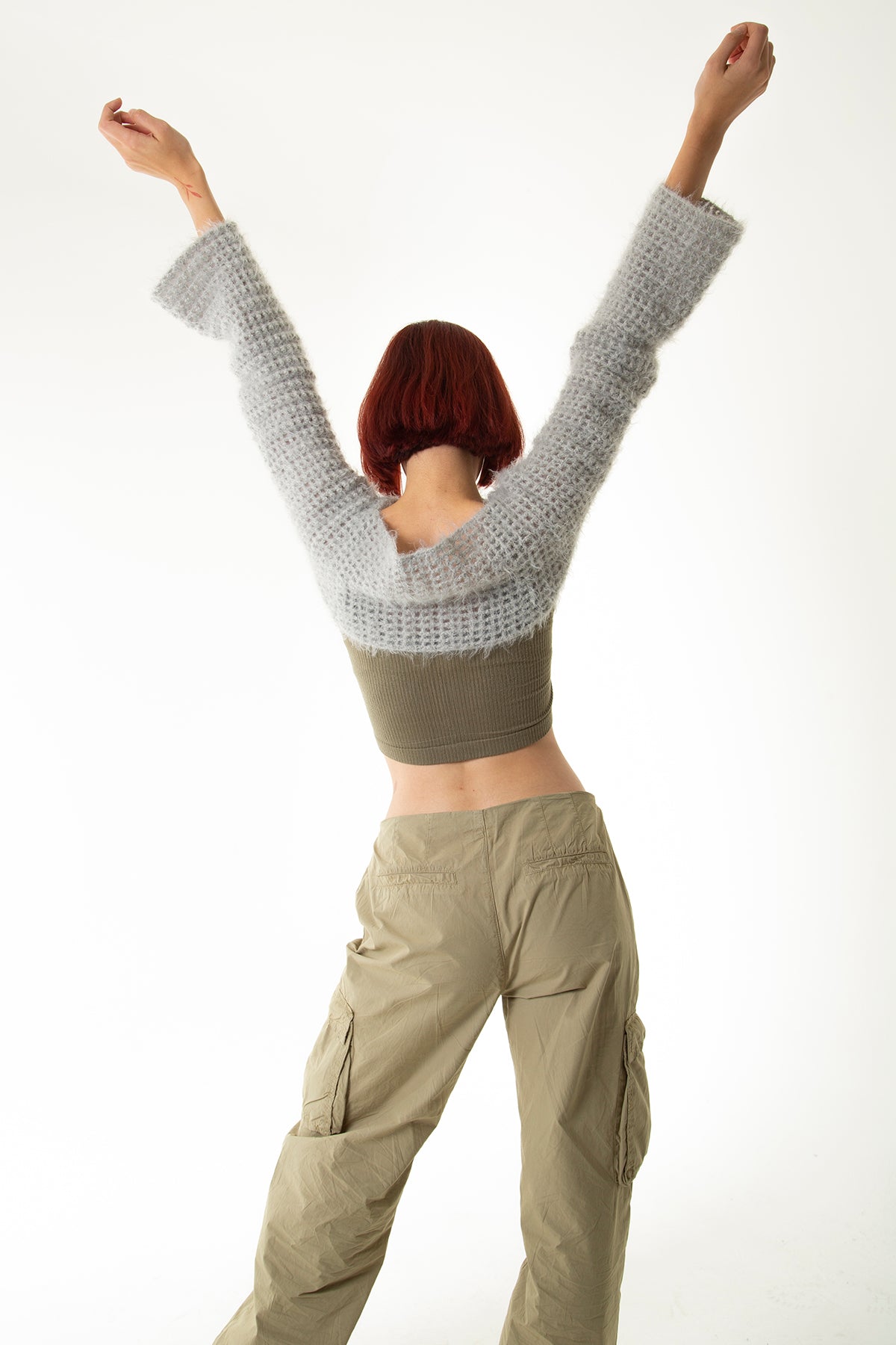 Handarte Los Angeles-Gri El Örgüsü Crop Top-Crop Top-5-roqelvaxirum.shop