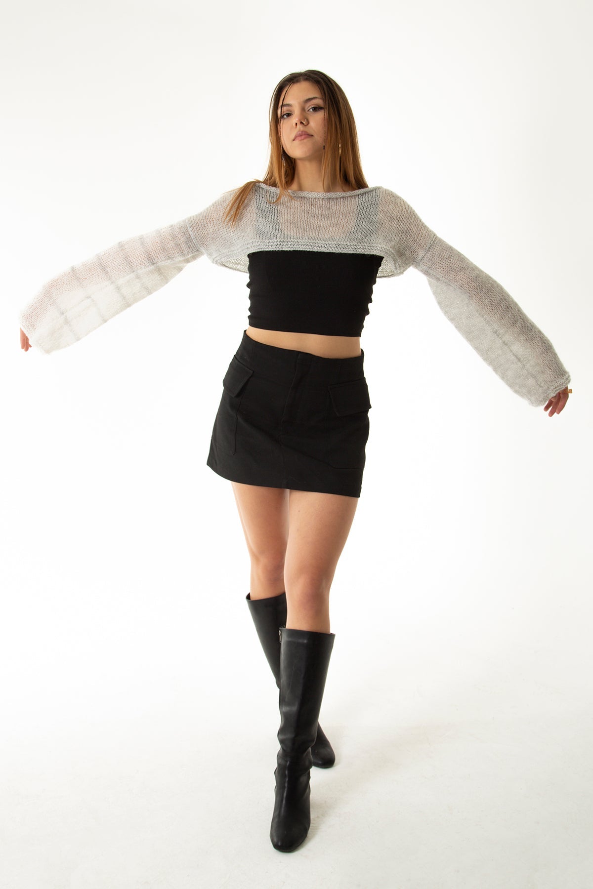 Handarte Los Angeles-Gri Salaş Angora Crop Top-Crop Top-4-roqelvaxirum.shop