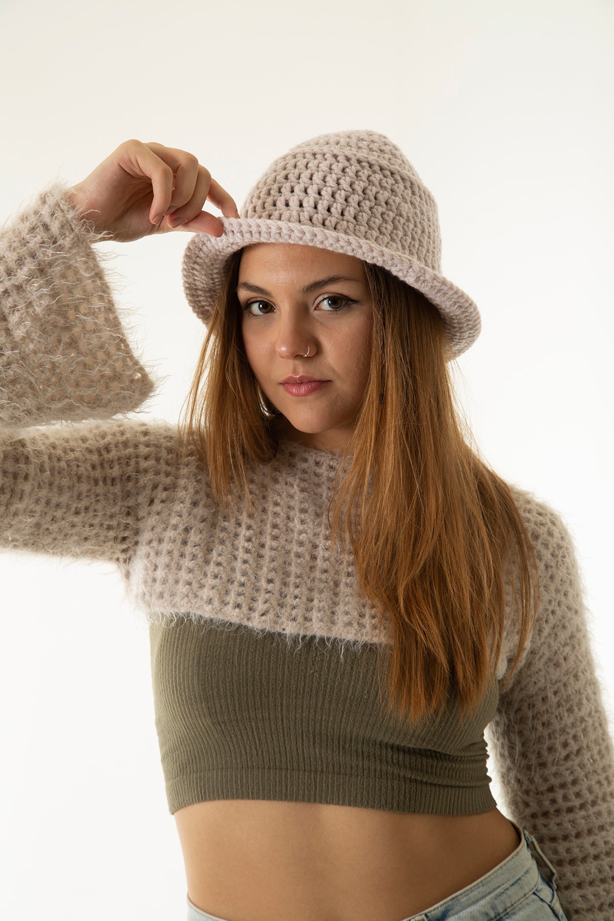 Handarte Los Angeles-Krem El Örgüsü Bucket şapka-Şapka-2-roqelvaxirum.shop