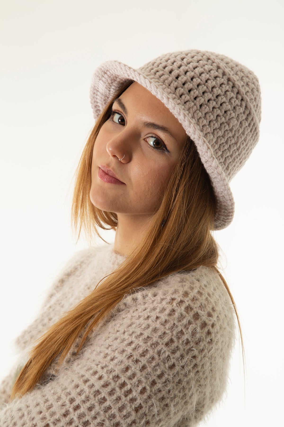 Handarte Los Angeles-Krem El Örgüsü Bucket şapka-Şapka-5-roqelvaxirum.shop
