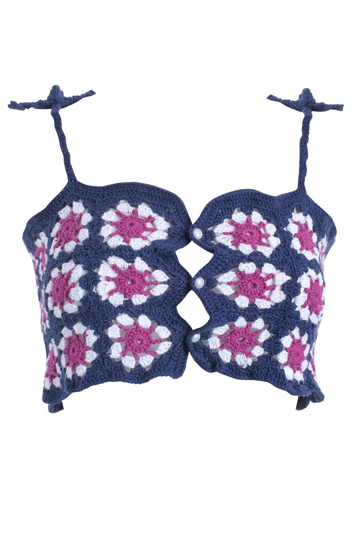 Handarte Los Angeles-Lacivert El örgüsü "Motifli" Crop-Crop Top-4-roqelvaxirum.shop