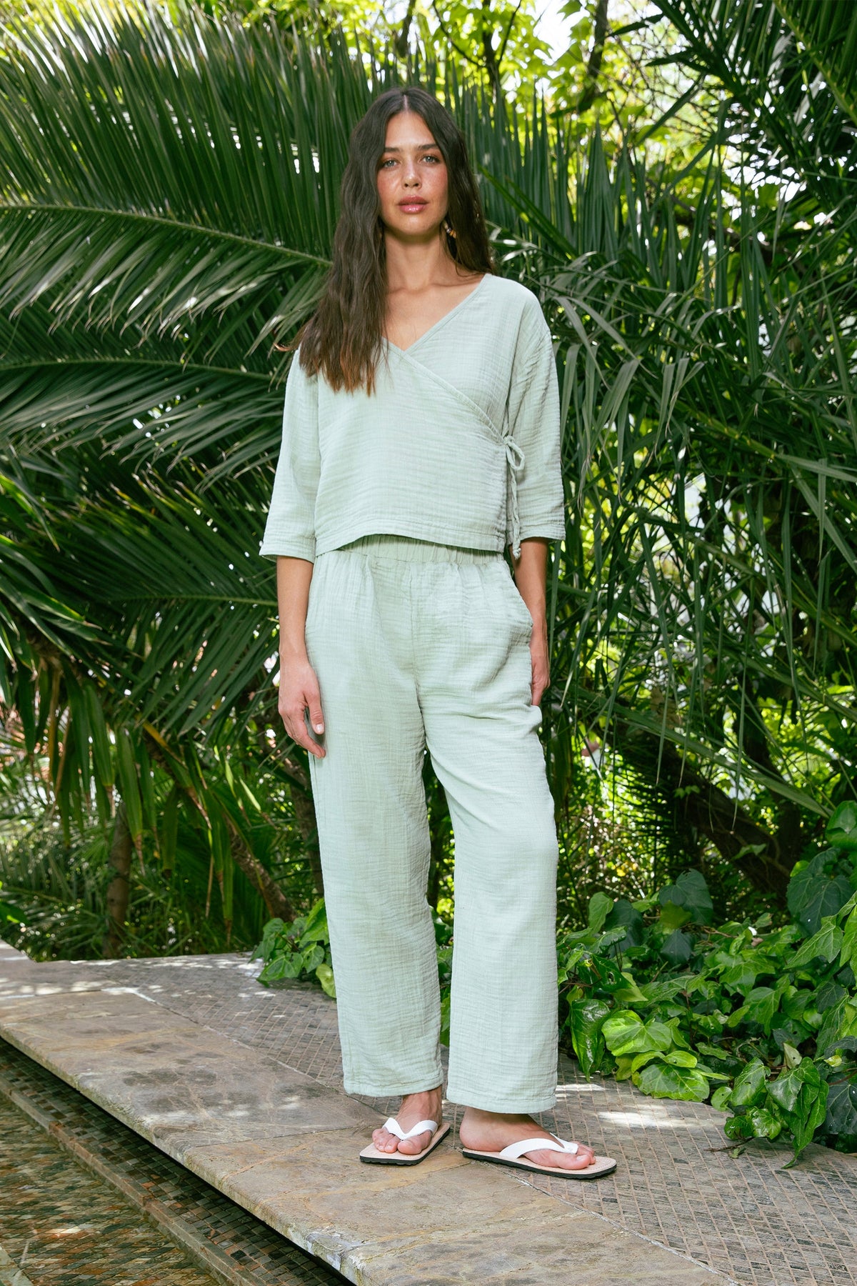 Handarte Los Angeles-Mint Yeşili Müslin Pantolon-Pantolon-4-roqelvaxirum.shop