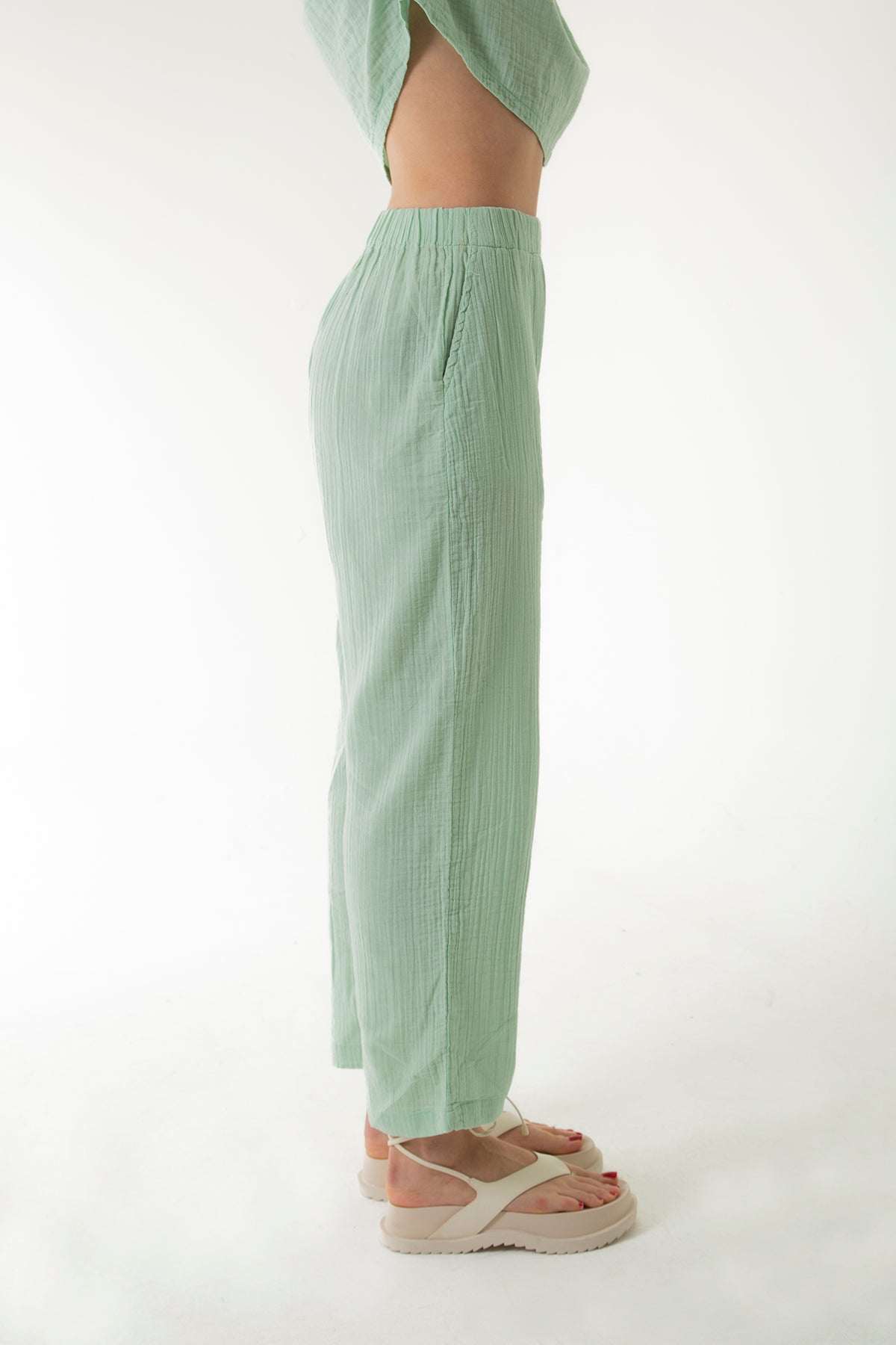 Handarte Los Angeles-Mint Yeşili Müslin Pantolon-Pantolon-9-roqelvaxirum.shop