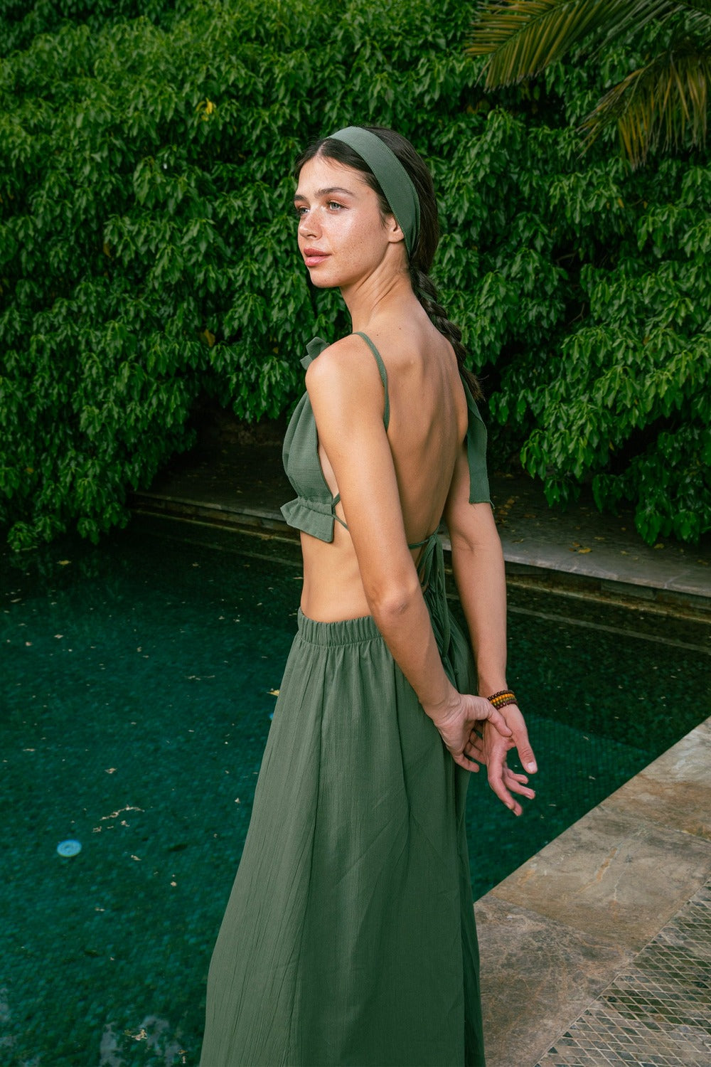Handarte Los Angeles-Yeşil Büzgülü İpli Crop-Crop Top-7-roqelvaxirum.shop