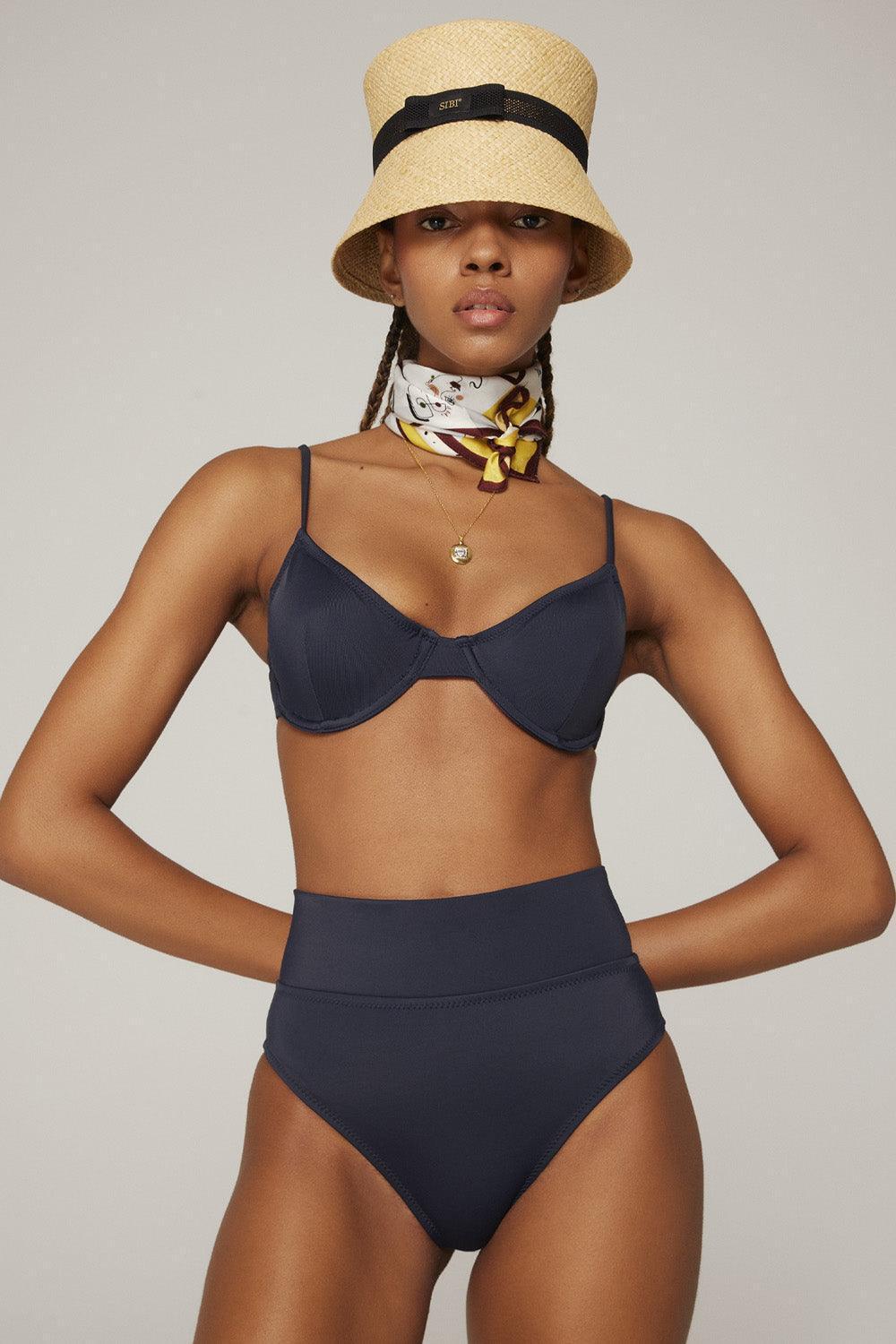Haracci-Solana Pin-up Yüksek Belli Derin Koyu Lacivert Bikini Set-Bikini & Mayo-1-roqelvaxirum.shop