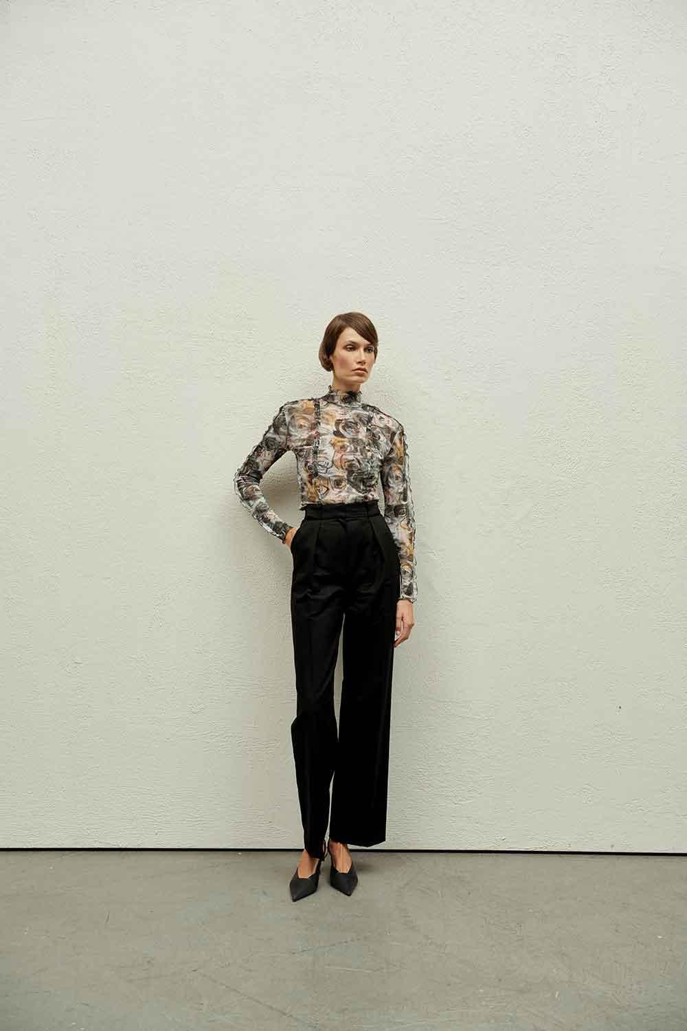 Hip + Happen-Waffle Black Mesh Bluz-Top-1-roqelvaxirum.shop