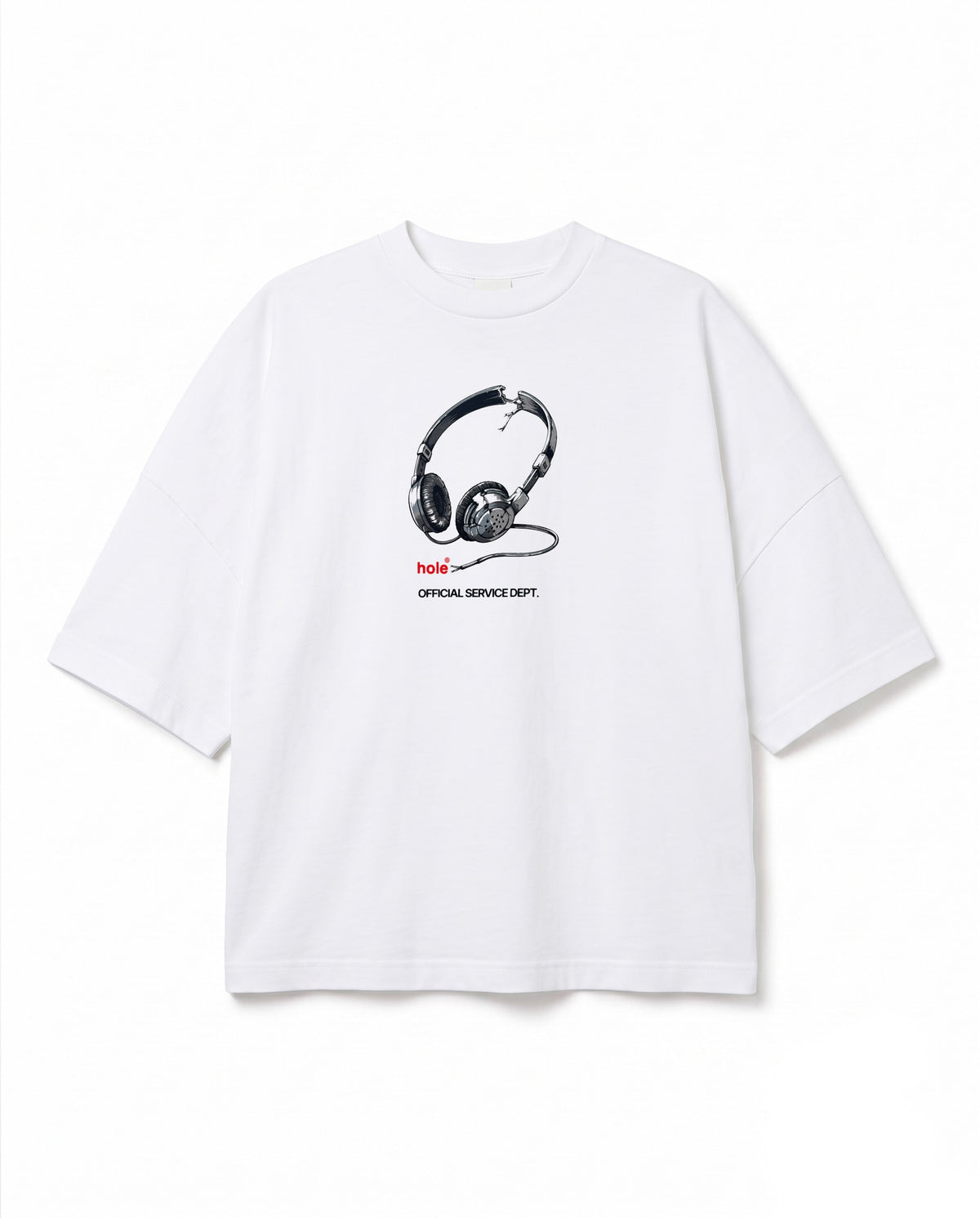 Disconnected Kulaklık Baskılı Ekru Oversize T-Shirt