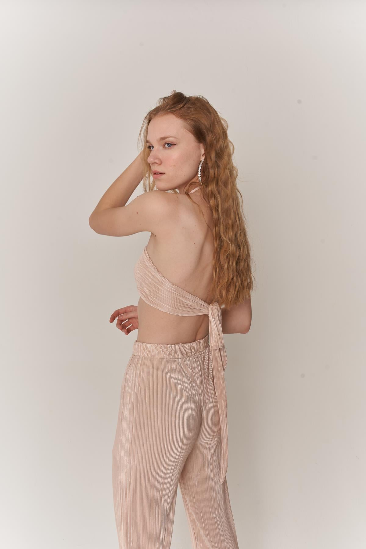 Holly Lolly-Cardy Crop Bağlamalı Bluz, Bej-Bluz-4-roqelvaxirum.shop