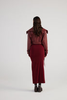 Crop Model Astarlı Kemerli Neeko Deri Ceket Bordo