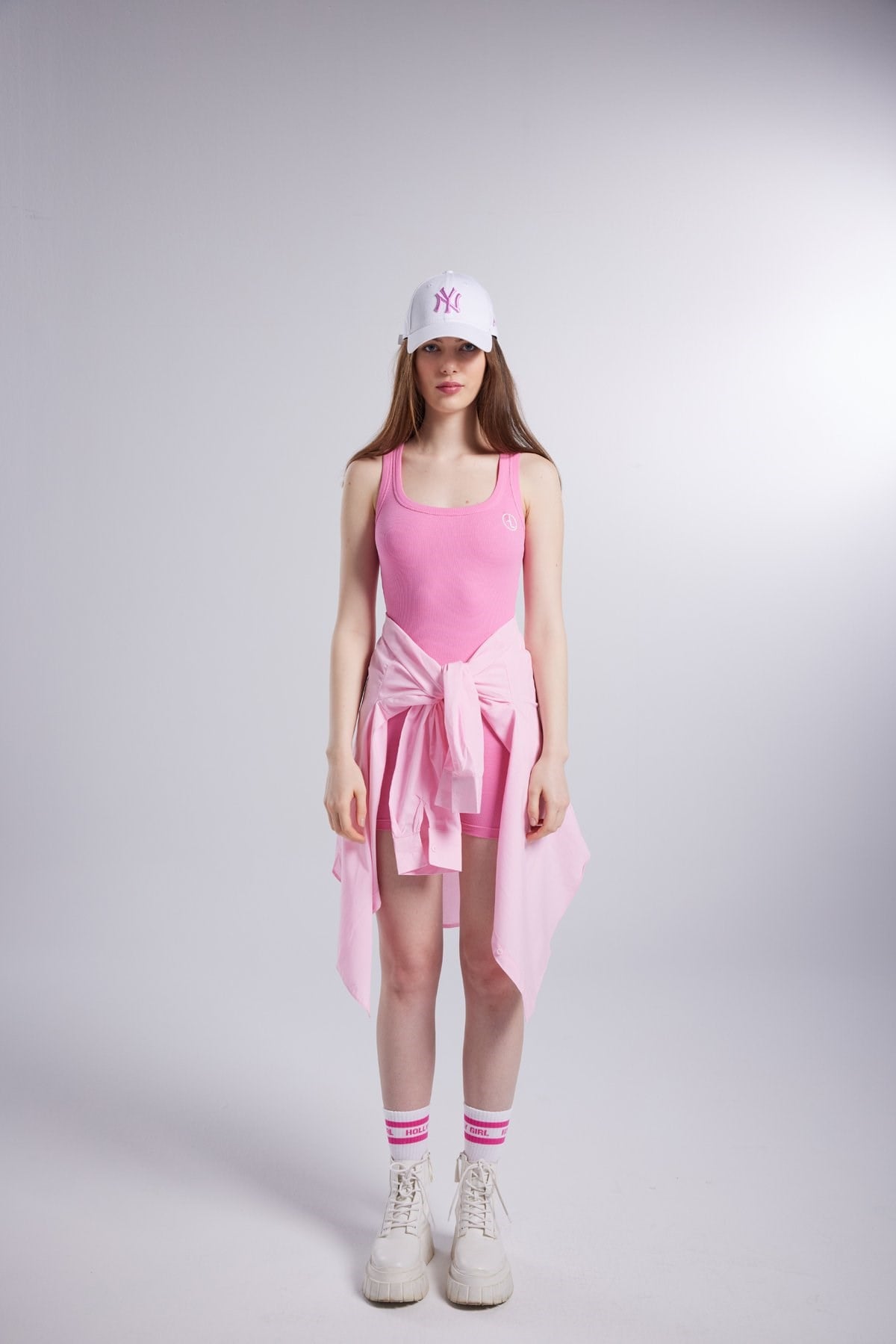 Fitilli Kumaş Şortlu Zoe Tulum Pembe