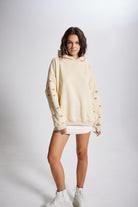 Oversize Kapüşonlu Unisex Eye Sweat Bej