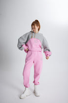 Şardonlu 3 İplik Oversize Kapüşonlu Sweatshirt, Pembe - 0