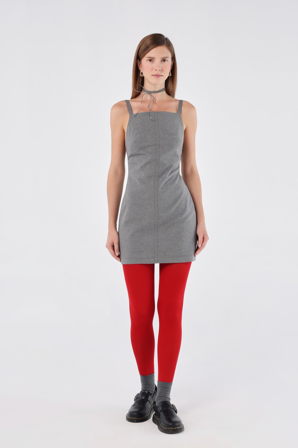 House of IKA-Kare Yaka Mini Elbise-Elbise-1-roqelvaxirum.shop