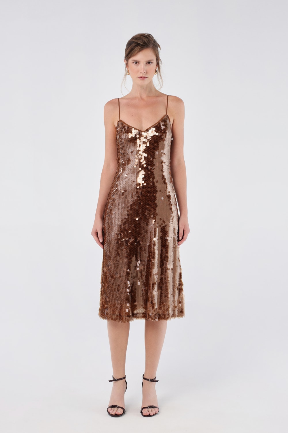 House of IKA-V Yaka Payetli Slip Elbise-Elbise-1-roqelvaxirum.shop