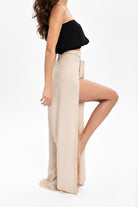 Husufi-Freeside Bej Yırtmaçlı Şalvar Pantolon-Pantolon-5-roqelvaxirum.shop