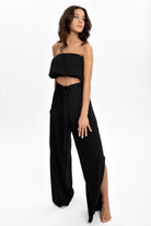 Husufi-Freeside Siyah Yırtmaçlı Şalvar Pantolon-Pantolon-1-roqelvaxirum.shop