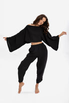 Husufi-Siyah Crop Bluz-Top-1-roqelvaxirum.shop