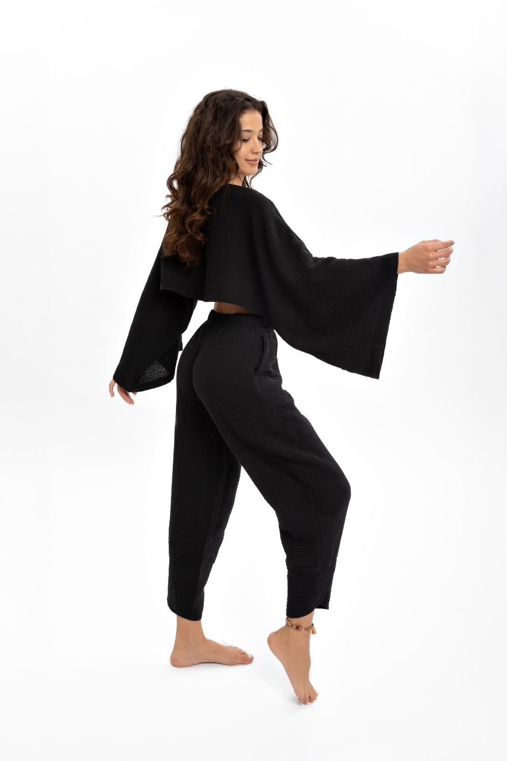 Husufi-Siyah Crop Bluz-Top-2-roqelvaxirum.shop