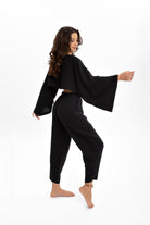 Husufi-Siyah Crop Bluz-Top-2-roqelvaxirum.shop