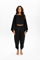 Husufi-Siyah Crop Bluz-Top-3-roqelvaxirum.shop