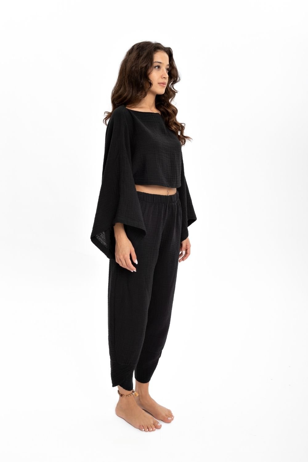 Husufi-Siyah Crop Bluz-Top-4-roqelvaxirum.shop