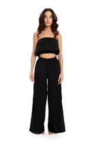 Husufi-Siyah Müslin Yırtmaçlı Pantolon-Pantolon-4-roqelvaxirum.shop